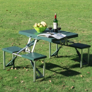 Outsunny Folding Picnic Table Chair Set Portable Junior Outdoor Seating Bench Dark Green