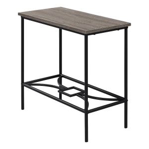 Monarch 22" Elegant Metal Framed Wood Veneer Top Side Accent Table - Dark Taupe Finish