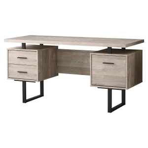 Monarch 60" Contemporary Reclaimed Wood-look Office Computer Desk - Taupe / Black Metal