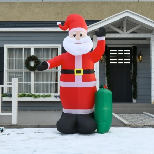 HOMCOM Inflatable Christmas Outdoor Lighted Yard Decoration, Santa Claus with Sack, 8' Tall