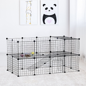 PawHut Metal Mesh 36 pcs Small Animal Playpen Pet Playpen with Mallet Connectors