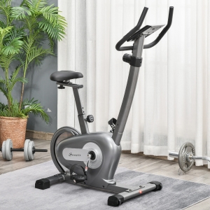 Soozier Indoor Magnetic Exercise Bike 10-Level Adjustable Magnetic Resistance Cardio Workout Cycling Bike Trainer, 16lbs Flywheel, LCD Display, and Adjustable Seat Height Grey