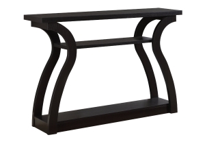 Monarch 47" Contemporary 3-Tier Wood Grain-Look Curved Leg Base Accent Console Table - Cappuccino Brown Finish