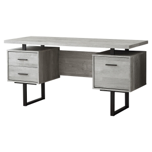 Monarch 60" Contemporary Reclaimed Wood-look Office Computer Desk - Grey / Black Metal
