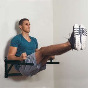 Soozier Wall Mounted Dipping Knee Raise Station Triceps Leg Dip Raise Bars Rack, Black
