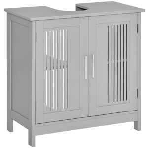 kleankin Bathroom Under Sink Cabinet Vanity Unit with Adjustable Shelf Space Saver, Grey