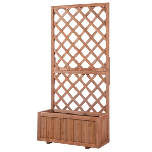 Outsunny Raised Garden Bed Flower Planter Stand Trellis Shelf Garden Wood