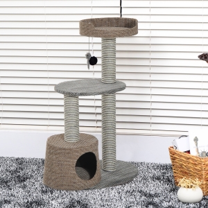 PawHut Scratching Cat Tree Post Climbing Kitten Pets Furniture with Toy, Brown