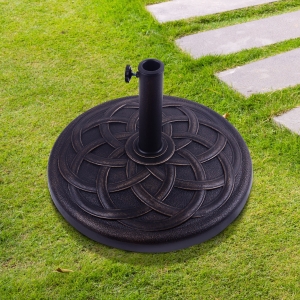 Outsunny 42lbs Resin Round Patio Outdoor Umbrella Stand Base Coated Pole Market, Bronze
