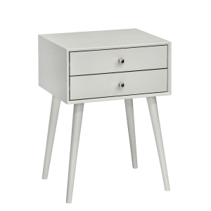 HOMCOM Modern Two-Tier Drawers Side Table, Nightstand, Living Room, Bedroom, Grey