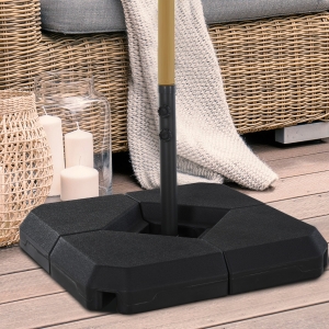 Outsunny Umbrella Stand Fitting 2" Poles and Steel Base with 4 Fillable Plastic Weights, 4 Gal. Capacity Each, Black