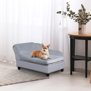 PawHut Pet Sofa Couch with Storage Function Sponge Cushioned Bed Lounge Dog Cat