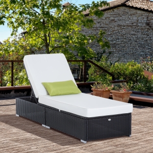Outsunny Rattan Lounge Outdoor Sun Lounger Patio Wicker Bed Garden Recliner Chaise Sofa Furniture