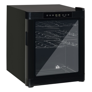 HOMCOM 24" Wine Beverage Cooler Refrigerator w/ 18 Bottle Capacity & LCD Screen, Black
