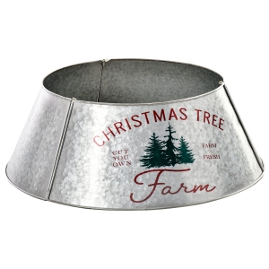 HOMCOM Christmas Tree Collar, Steel Tree Ring Skirt Decor w/ Printed Design, 26" Base, Silver