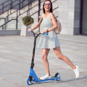 Soozier Stunt Scooter Aluminum Entry Level Freestyle Tricks Scooter w/ Rear Wheel Braking Kick Scooter f for Teenagers 14 Years and Up Blue