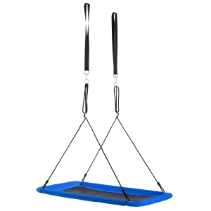 Outsunny Kids Tree Swing with Adjustable Ropes and Metal Frame, Blue & Black