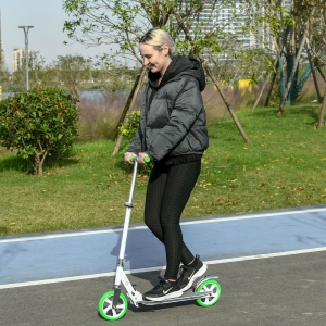 Soozier Foldable Kick Scooter with Adjustable Handlebar, Rear Brake, Front Shock-Absorbing and Aluminum Frame for 14 Years Old and Up Teens Adult