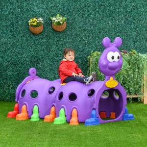 Qaba Caterpillar Climbing Tunnel for Kids Climb-N-Crawl Toy Indoor & Outdoor Toddler Play Structure for 3-6 Years Old, Purple