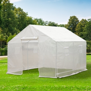 Outsunny 10x9.5x8ft Steeple Outdoor Walk-In Greenhouse Portable Garden Planting Warm House w/White PE Cover