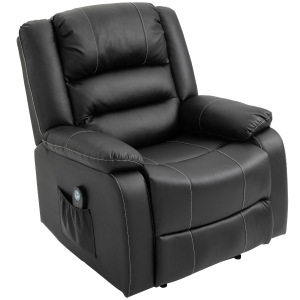 HOMCOM Vibrating Massage PU Leather Recliner Chair, Footrest with Remote Control, and 8 Massaging Points, Black