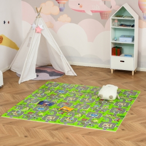 Qaba Kids Foam Puzzle Floor Tiles Baby Toddler Play Mat 36Pcs w/ 24 Side Mat Anti-slip Crawling Learning with End Border Playground Pattern 35SqFt EVA