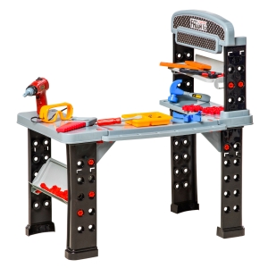 Qaba 79 Pcs Kids Toy Workbench Set Pretend Play w/ Realistic Tools, Electric Drill