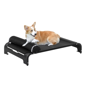 PawHut Elevated Pet Bed Dog for Dog Steel Frame Breathable Mesh Fabric Black