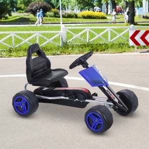 Aosom Kids Pedal Go Cart Children Ride On Car Racing Style Children Ride On Car Outdoor Racer Blue