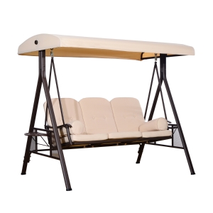 Outsunny Outdoor Patio 3 Seat Steel Canopy Cushioned Bench Swing