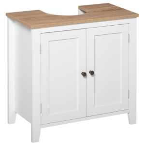 kleankin Under-Sink Bathroom Sink Cabinet, Storage Unit with U-Shape and Adjustable Internal Shelf, White
