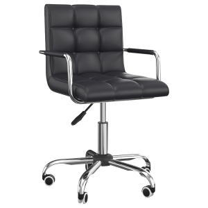 HomCom Modern Tufted PU Leather Midback Home Office Chair with Lumbar Support - Black