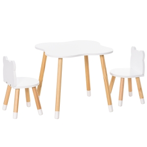 Qaba Kids Table and Chair Set for Arts, Meals, Lightweight Wooden Homework Activity Center, Toddlers Age 3+, Grey