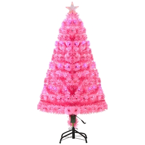 HOMCOM 4ft Tall Artificial Tree Multi-Colored Pre-Lit Holiday Home Christmas Decoration