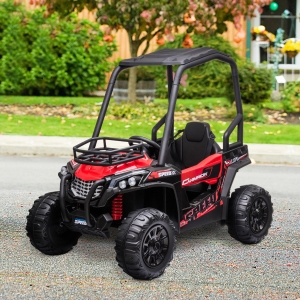 Aosom 12V Battery-powered Kids Electric Ride On Car Off-road UTV Toy with Parental Remote Control, Suspension Wheels Red