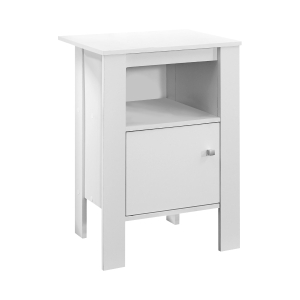 Monarch Versatile Storage Accent End Table Night Stand Cabinet - White Finish