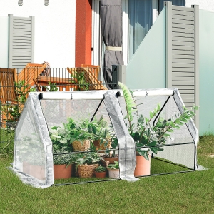 Outsunny Walk-in Plant Greenhouse Roll-up zippered Doors Over-long cover