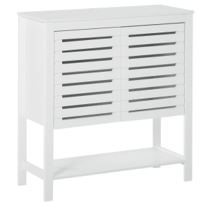 HOMCOM Compact Wooden Media Storage Cupboard with Wide Tabletop and Multiple Shelves