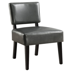 Monarch Contemporary Leather-Look Accent Armless Slipper Chair - Charcoal Grey