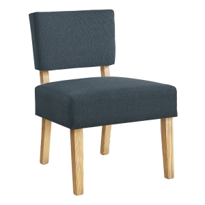 Monarch Upholstered Armless Contemporary Accent Chair with Solid Wood Legs - Blue Linen-Look / Natural Wood