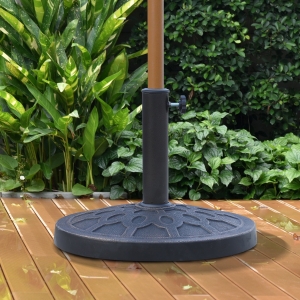 Outsunny Resin Round Patio Umbrella Stand Base Coated Pole Market Garden Umbrella Holder Parasol holder Bronze