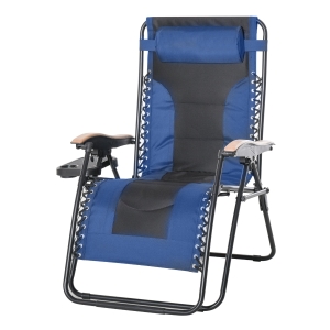 Outsunny Adjustable Zero Gravity Lounge Chair with a Folding Design, Convenient Cup Holders, & Durable Material - Blue
