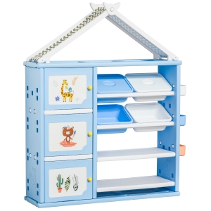 Qaba Kids Toy Organizer and Storage Book Shelf with Multiple Storage Spaces