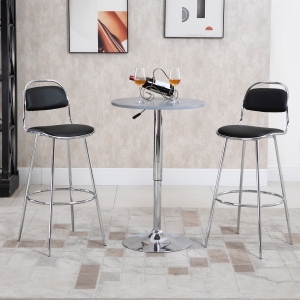 HOMCOM Height Bar Stools Set of 2, Classic PU Leather Bar Chairs for Counter Kitchen with Backrest and Footrest, Black