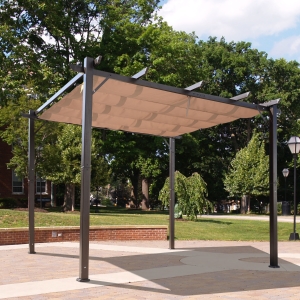 Outsunny 10' x 10' Aluminium Outdoor Pergola Gazebo Backyard Canopy Cover Square Sunshade Garden Grape Trellis Coffee
