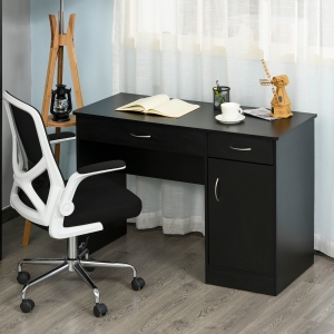 HOMCOM Computer Desk with Drawers & Locker for Home Office & Study Black