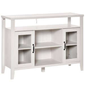HOMCOM Retro Sideboard Buffet Cabinet with Storage Shelves, 2 Framed Glass Doors and Anti-Topple, White