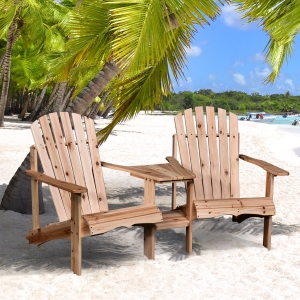 Outsunny Outsunny 2 piece Pair Adirondack Chair w/ Middle Table Reclined