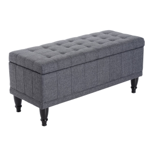 HOMCOM 42" Lift Top Storage Ottoman Tufted Fabric Shoe Bench Footrest Stool Seat