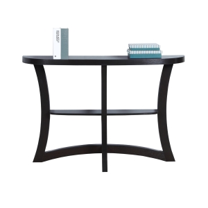 Moarch 47" Half Moon Shape 2-Tier Wood Grain-Look Accent Console Table - Cappuccino Brown Finish
